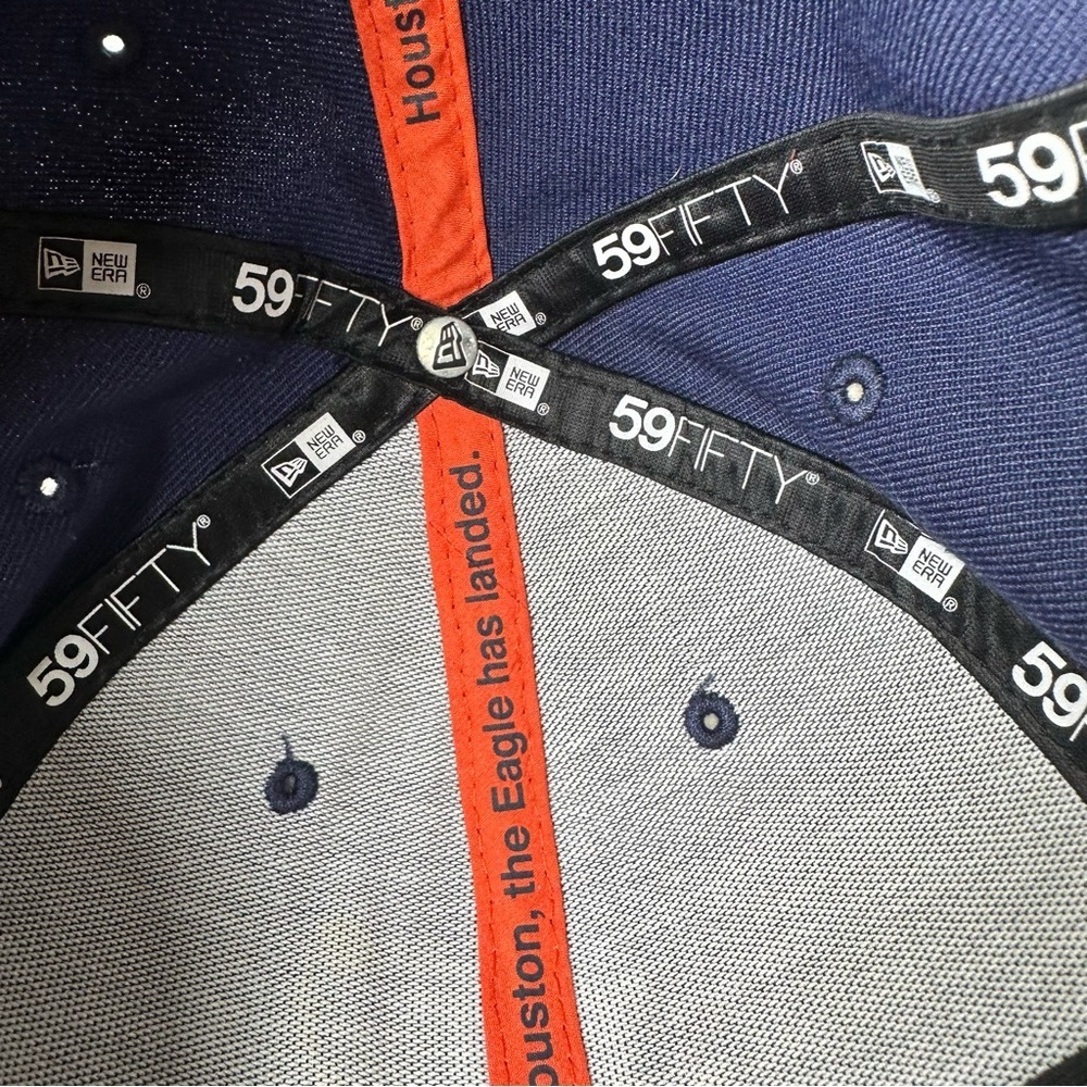 New Era Navy Blue Hat with White and Orange Logo Fitted 7.5 - Picture 11 of 12